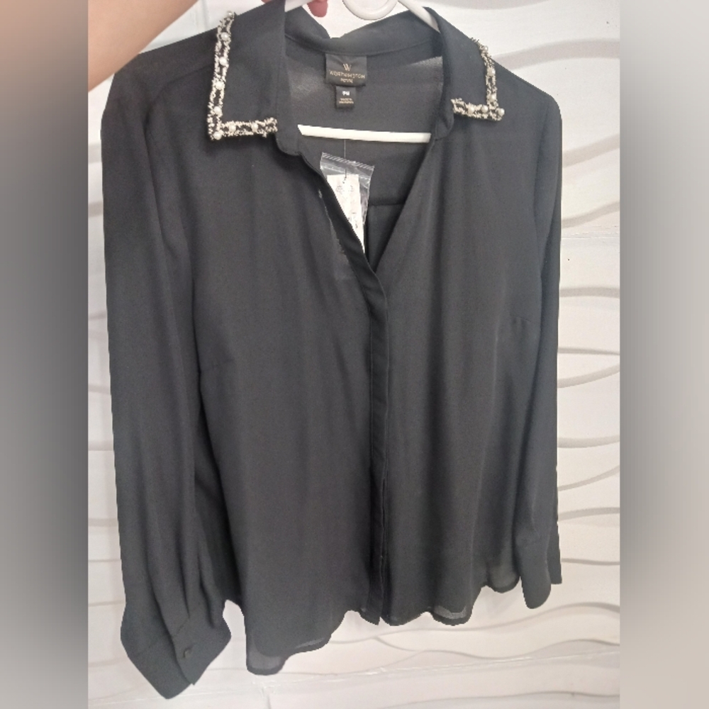 Button Down Shirt with pearls